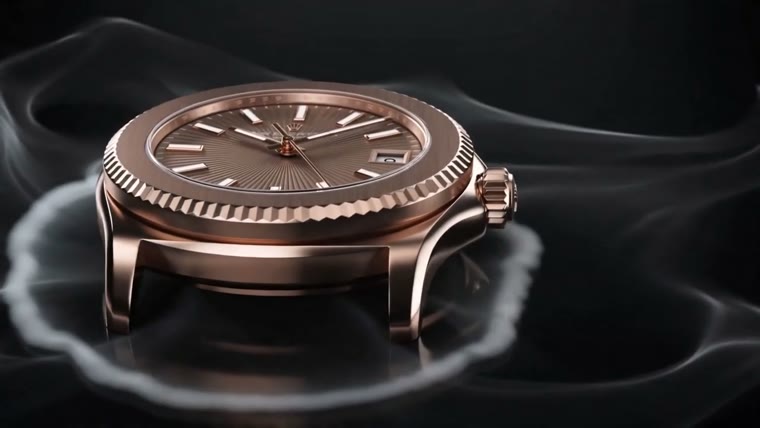 Rose-gold watch commercial still