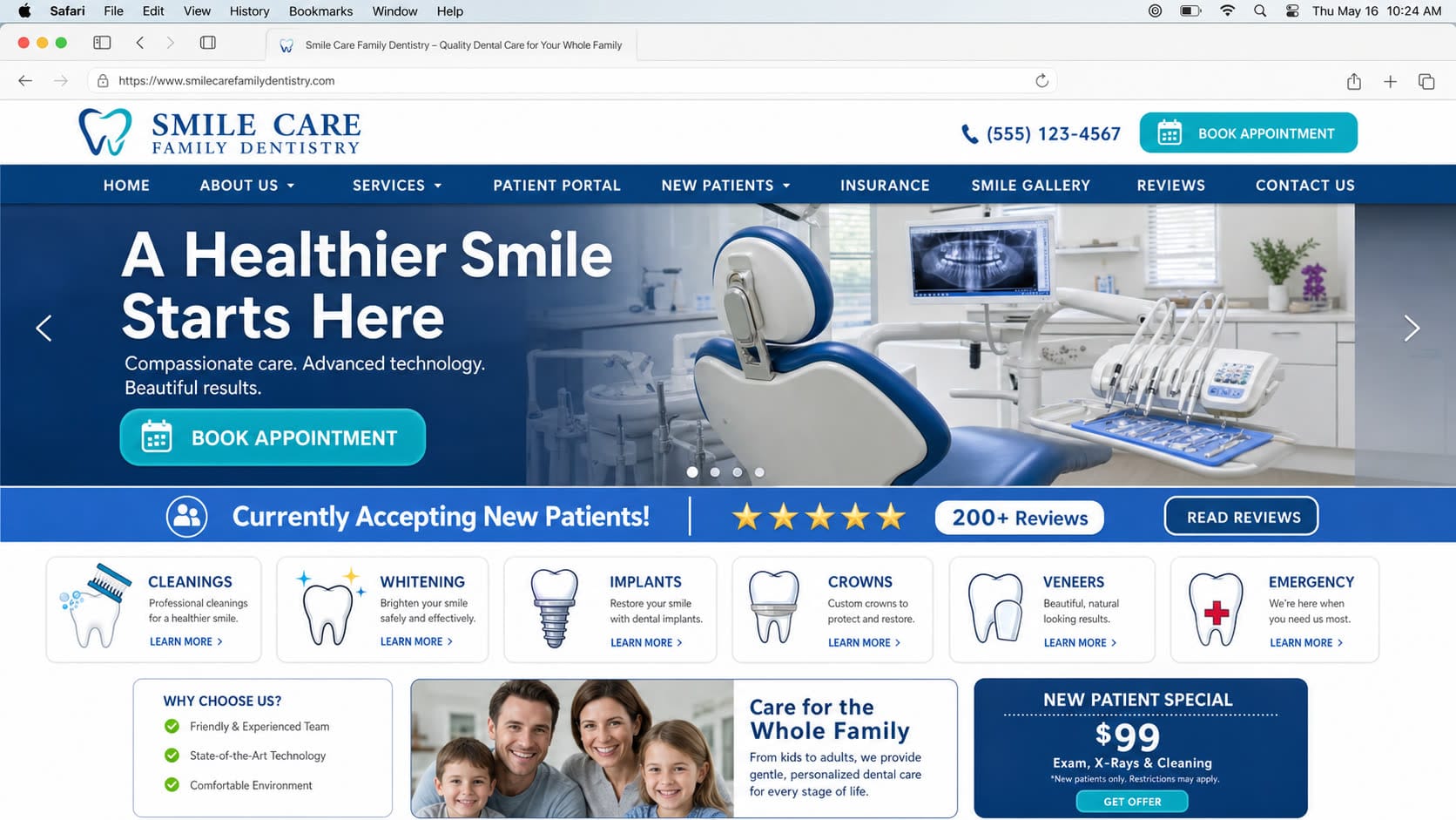 Dental website before
